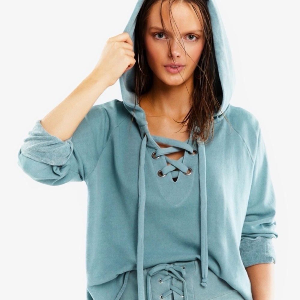 WildFox Hutton Lace Up Hoodie Small Made in USA #185